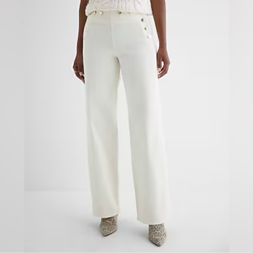 NWT Express swan wide leg denim trouser Pants with gold buttons